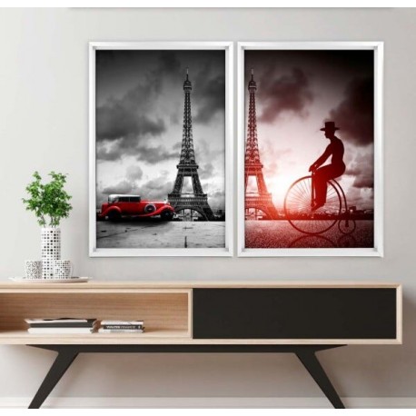 Quadro com Moldura Chanfrada Paris Branco